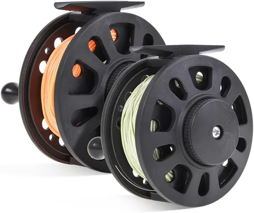 Vista 6 de Carrete de pesca con mosca, GLA 5/6WT carrete de pesca de plástico ABS con línea de pesca de nailon para agua dulce y salada, regalo de pescadores