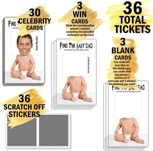 Vista 3 de Juegos de rascar para baby shower para niños, tarjetas para raspar, revelación de género y suministros de juegos de fiesta de embarazo, 36 tarjetas