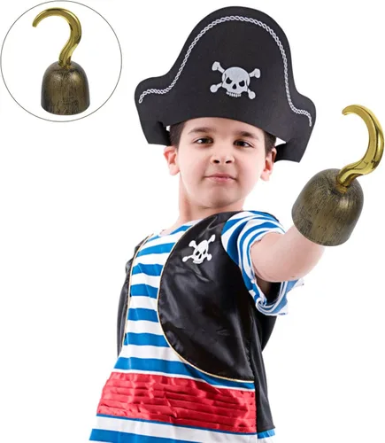 Vista 8 de Disfraz de Capitán Pirata Gancho – Ganchos de plástico para decoración de Halloween y Cosplay