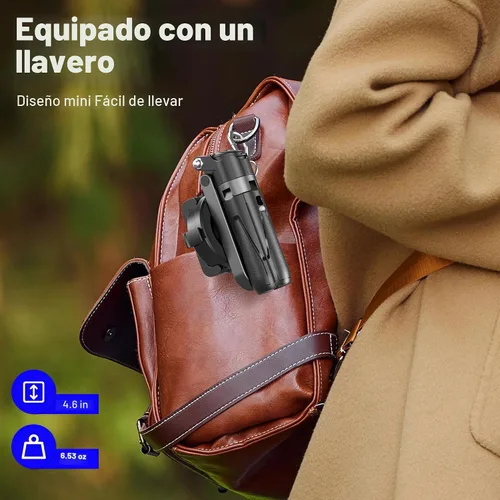 Vista 7 de Soporte de trípode Magsafe para iPhone, portátil de tamaño de bolsillo para selfie con control remoto recargable y anillo de metal, trípode