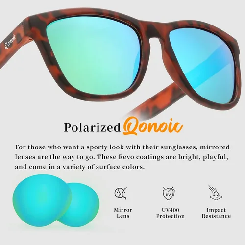 Vista 4 de Lentes de sol polarizados para mujeres y hombres, estilo clásico retro, lentes de espejo coloridos de los años 80, aptos para correr en la playa