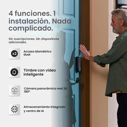 Vista 6 de Lockin Veno Pro, cerradura inteligente todo en uno para puerta delantera, baterías duales