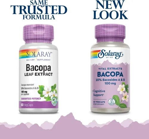 Vista 2 de SOLARAY - Hierbas Ayurvédicas Bacopa, 100 mg 60 Cápsulas