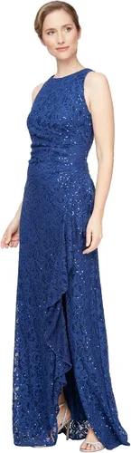 Vista 6 de Alex Evenings Women's Long Sleeveless Mother of the Bride Dress W/Cascade Ruffle & Front Slit (Petite and Regular Sizes)