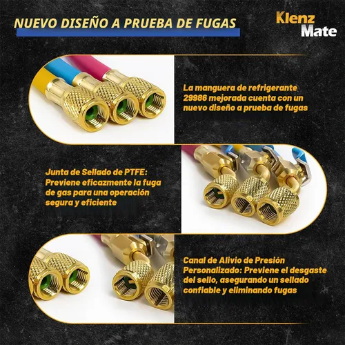 Vista 4 de Mangueras HVAC 29986 Plus II de 1/4 pulgadas, con válvula de bola compacta, 72 pulgadas