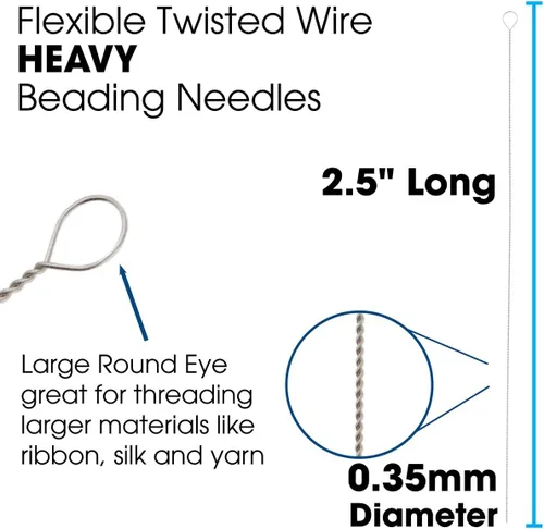 Vista 4 de The Beadsmith Basic Elements - Agujas de alambre trenzado – Aguja de cuentas flexible pesada, paquete de 10, ojo redondo grande y fácil de enhebrar