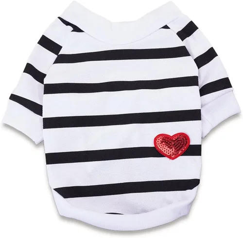 Vista 7 de Ropa para Bulldog Francés Camiseta para Perros Pequeños Camiseta de Verano a Rayas para Cachorros, XS, Azul