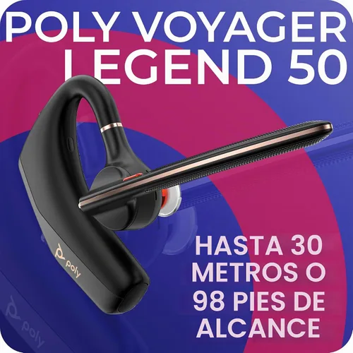 Vista 5 de Poly Voyager Legend 50-M - Auriculares Bluetooth, funda de carga, cancelación de ruido alimentada por IA, tecnología WindSmart de 4 micrófonos