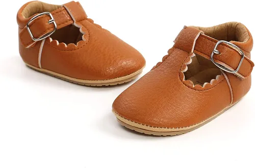 Vista 6 de myppgg Zapatos planos Mary Jane para bebé niña, con lazo brillante, vestido de princesa, zapatos de cuna antideslizantes para niños pequeños que