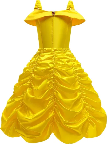 Vista 2 de Vestidos de princesa para niñas, disfraces de Halloween, disfraz de princesa para niñas, amarillo, 3-10 años