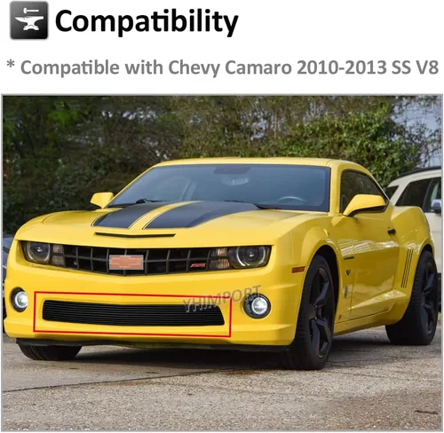 Vista 2 de Rejilla de parachoques delantera negra para Chevy Camaro SS V8 2010-2013 inserto de aluminio inferior para 2011 2012 SS V8 solo