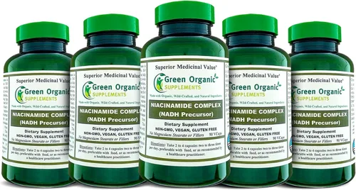 Vista 8 de Green Organic Supplements Niacinamida, niacina, NAD, NADH, alta absorción, sin OMG, sin gluten (paquete de 4)