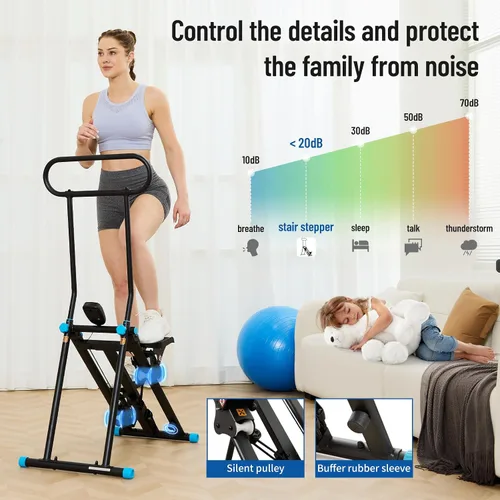 Vista 4 de HXD-ERGO Stair Stepper for Home, New Version 6 Adjustable Resistance Vertical Climber Cardio Exercise Machine, Folding Stair Climber for Full Body