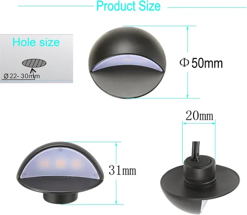 Vista 3 de FVTLED Kit de luces LED para cubierta, paquete de 6 luces LED de bajo voltaje para escalera, 1.97, lámpara de decoración de jardín al aire libre
