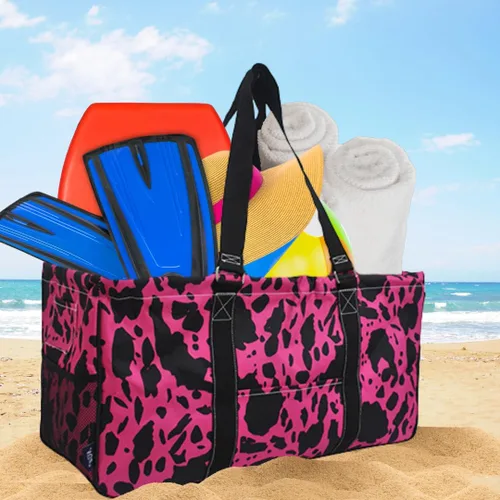 Vista 402 de NGIL Bolsa de comestibles reutilizable extra grande plegable de gran tamaño para comestibles, almacenamiento, picnic, playa, Estampado
