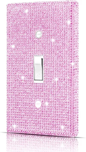 Vista 22 de Dengduoduo Placas de pared, cubierta decorativa para interruptor de luz, cubiertas decorativas de tomacorrientes, diamantes de imitación plateados