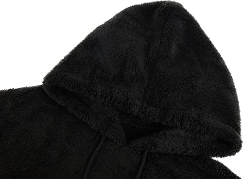 Vista 2 de Runcati Sudadera con Capucha de Sherpa Difusa para Hombre, Pullover, Manga Larga, Deportiva, con Bolsillo Frontal, Militar, Ropa Exterior de Otoño e
