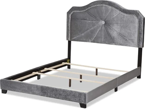 Vista 5 de Baxton Studio Camas (se requiere somier), Queen, gris