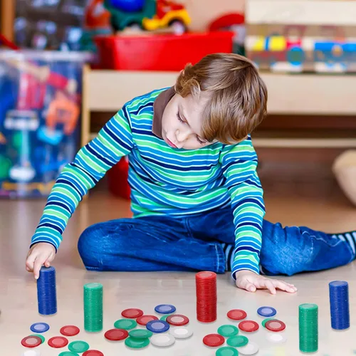 Vista 5 de Skylety 400 fichas de póquer de plástico Fichas de juego de 4 colores para niños jugando aprendiendo matemáticas contando juegos de bingo tarjeta