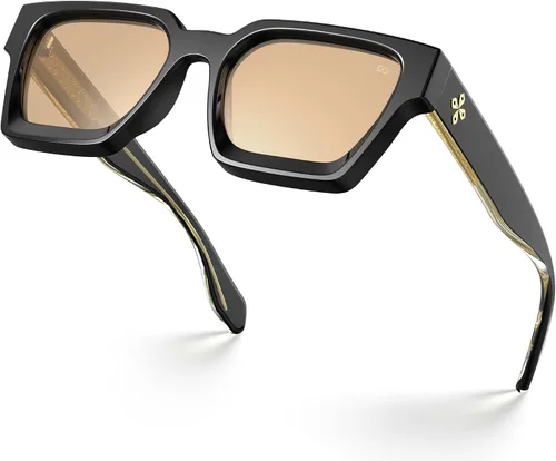 Vista 59 de VISOONE Moda 100% UV400 Protección Rectángulo TR90 Y2K Gafas de sol Accesorios para Mujeres Hombres RIVER, Transparente/Gris Rosa