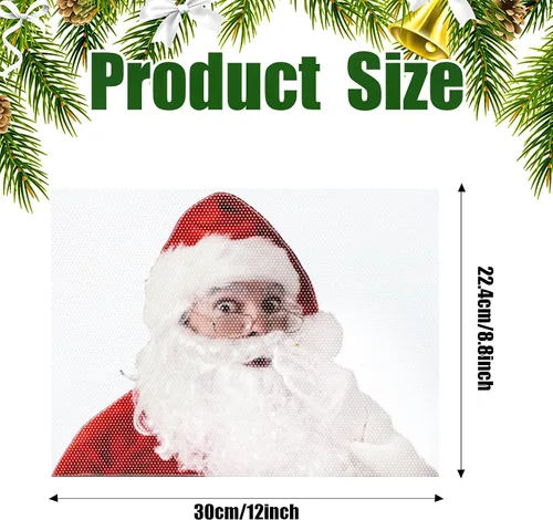 Vista 2 de LOMIMOS 2 calcomanías navideñas para ventana trasera de automóvil, PVC autoadhesivo, Papá Noel sorprendido, calcomanía divertida para vehículo