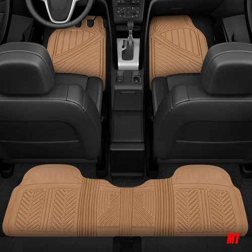 Vista 9 de Tapetes de goma FlexTough de 3 hileras, Beige