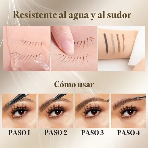 Vista 3 de 2024 Nuevo Lápiz de Cejas 2 en 1 con Gel, Lápiz de Cejas Mágico Resistente al Agua, Lápiz de Cejas de Microblading 3D de Doble Punta con 4 Puntas
