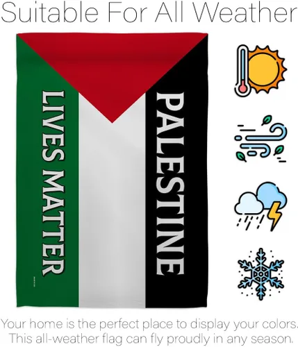 Vista 6 de Palestine Lives Matter - Bandera de apoyo con decoración palestina para colgar en la pared del hogar, tapiz de jardín para puerta, jardín