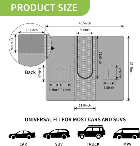 Vista 7 de Barrera de red para automóvil para SUV, barrera para mascotas con cuerda ajustable y bolsa de almacenamiento, barrera de valla para perros