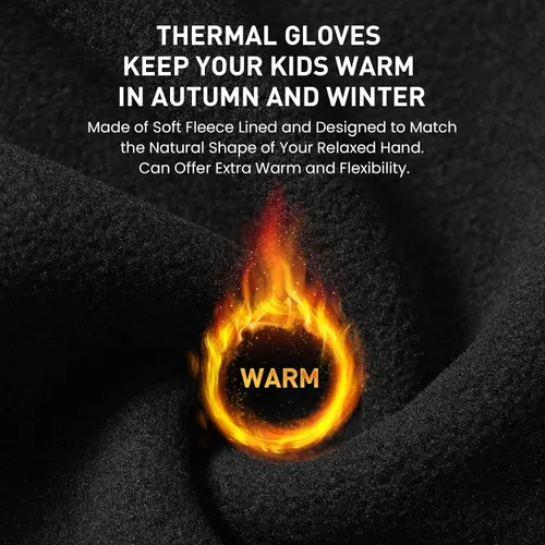 Vista 3 de FINGER TEN Guantes de invierno para pantalla táctil para niños y niñas, guantes térmicos para clima frío, guantes ligeros y cálidos para pantalla