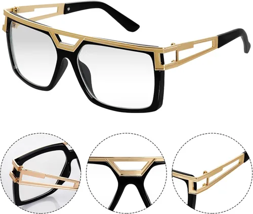 Vista 3 de SUMERSHA Gafas de sol vintage de los años 80 y 90, gafas de rapero hip hop vintage para hombres y mujeres, accesorio de disfraz hippie retro