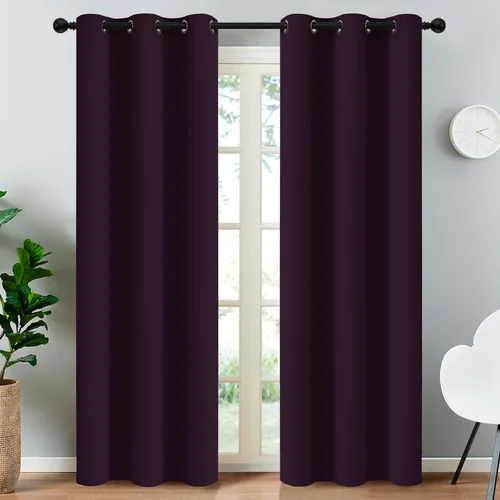 Vista 21 de Yakamok Cortinas opacas para dormitorio, aislamiento térmico, cortinas de oscurecimiento de habitación para sala de estar, juego de 2 paneles