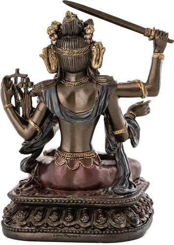 Vista 3 de Top Collection Estatua decorativa de Buda Manjusri - Bodhisattva de escultura de sabiduría trascendente en bronce fundido en frío de alta calidad