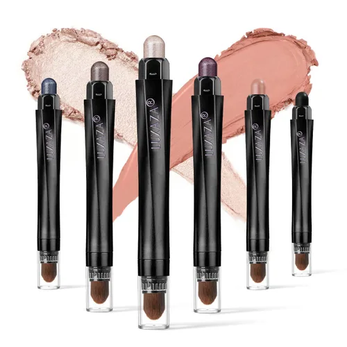 Vista 15 de 6 unidades de sombra de ojos en barra de maquillaje en barra, metálico y mate, brillo de ojos, lápiz de lápiz, A01-marrón neutro A-marrón neutro