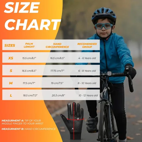 Vista 5 de WESTWOOD FOX Kids Winter Thermal Cycling Gloves Boys Girls Flexible Grip Touchscreen Cycling Bike Gloves for Children Running Ski Anti-Slip Mitts