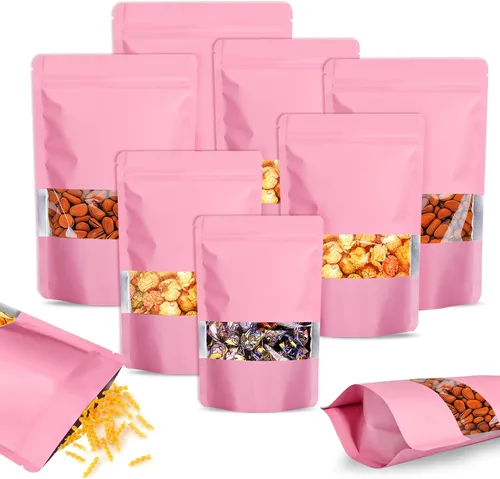 Vista 7 de 100 bolsas a prueba de olores, bolsas de embalaje resellables, bolsa de papel de aluminio mate con ventana transparente, bolsa sellable a prueba