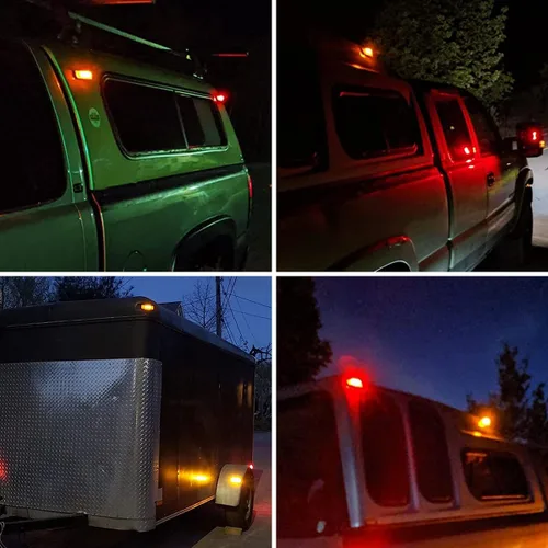 Vista 7 de Partsam 4 piezas de luz de señal lateral de línea delgada ámbar/roja de 4 LED para camión con remolque, RV, camper, sellada a prueba de agua, DC12V