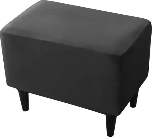 Vista 20 de CONRUSER Fundas elásticas para otomanas, fundas otomanas de terciopelo suave, fundas rectangulares pequeñas para taburete de almacenamiento, funda