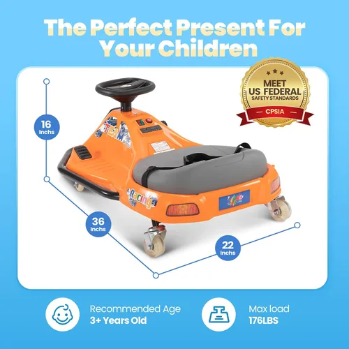 Vista 7 de 24V Go Kart eléctrico de deriva para niños de 3 años en adelante, karts de deriva con función de andar encima, ruedas brillantes mejoradas, coche