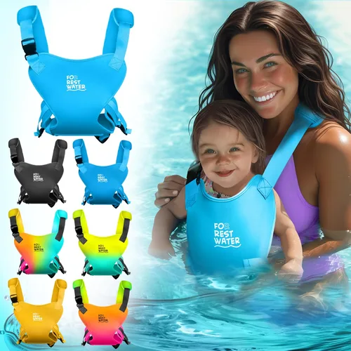 Vista 10 de Portabebés ergonómico de neopreno prémium para agua cálida y segura y diversión en la tierra (4-24 meses) - Arnés ajustable para bebés y niños