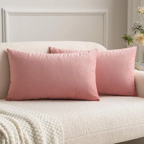 Vista 59 de MIULEE Paquete de 2 fundas de almohada de terciopelo decorativas rectangulares lumbares, fundas de cojín suaves sólidas para sofá, sofá, dormitorio