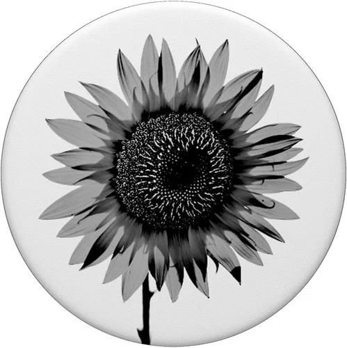 Vista 3 de Simple Flower - PopSockets de girasol blanco y negro intercambiable PopGrip