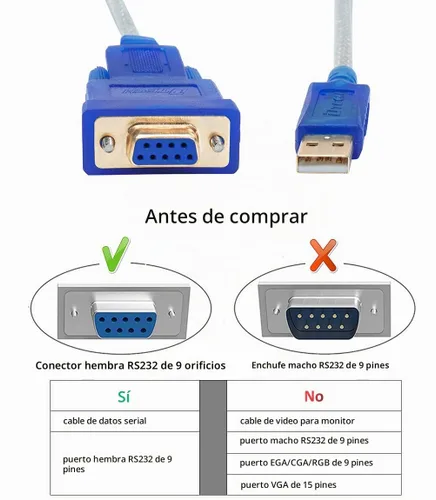Vista 6 de DTech Adaptador USB a serie de 10 pies USB a RS232 DB9 Cable hembra puerto COM con chipset FTDI compatible con Windows 11 10 8 7 Mac Linux