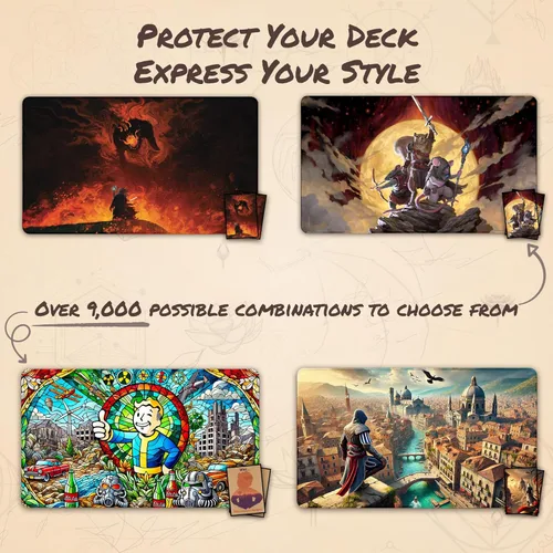 Vista 7 de Emerald Phoenix (cosida) – Alfombra de juego MTG – Compatible con Magic the Gathering Playmat – Play MTG, YuGiOh, TCG – Diseños artísticos
