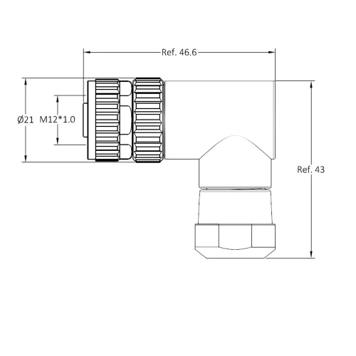 Vista 7 de Elecbee M12 4-Pin A-Coded Hembra Conector de la prenda impermeable IP67 de la terminación de la junta de tornillo de ángulo recto no blindado