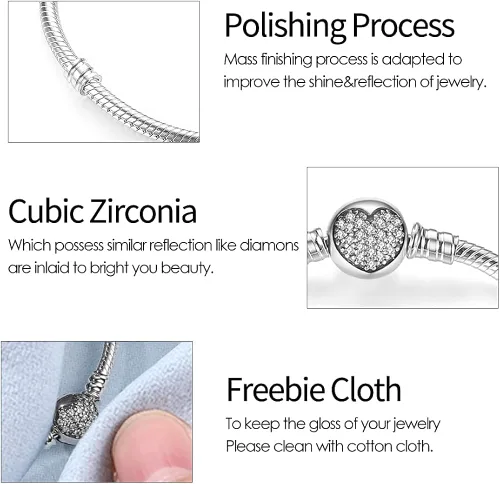 Vista 4 de KUNSIR Pulsera de serpiente para dijes, joyería de plata, pulsera de cadena de serpiente, se adapta a cualquier abalorio de regalo para mujeres