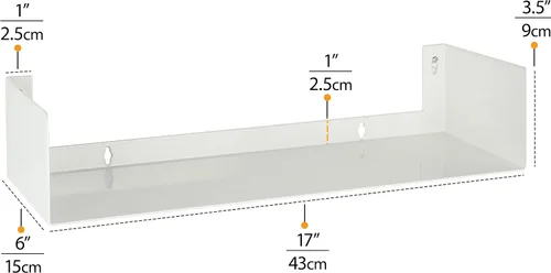 Vista 3 de WALLNITURE estantes flotantes de metal para pared de 17 pulgadas, con forma en U para recámara de niños o jardín de infantes, juego de 2 estantes