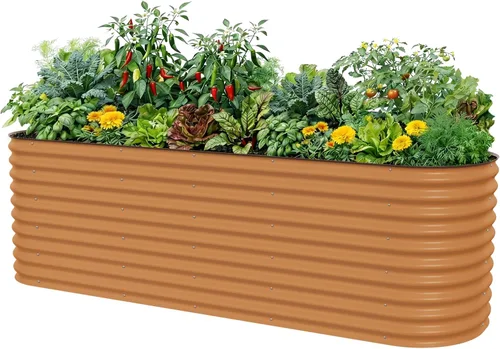 Vista 10 de Vego garden Jardinera elevada redonda de 32 pulgadas de alto y 42 pulgadas para jardín, para verduras, flores, patio, gris moderno