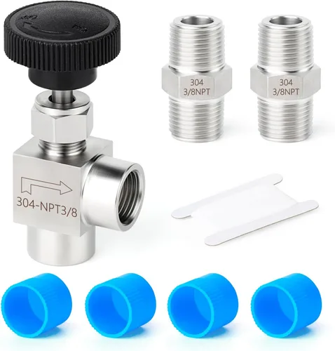Vista 58 de TAISHER Válvula de aguja de acero inoxidable 316 con mango de rueda 1/2 "NPT macho x 1/2" NPT hembra