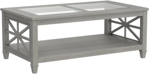 Vista 5 de LEEMTORIG KFZ-1318-AN - Mesa de centro de madera maciza de cristal con almacenamiento, mesa de centro de madera rústica para sala de estar